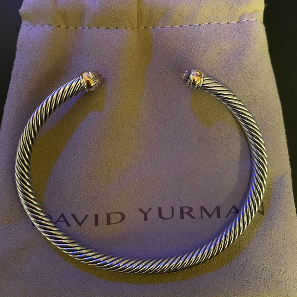 David Yurman 5mm sterling silver and pink gold bracelet with morganite stone - Picture 2 of 4